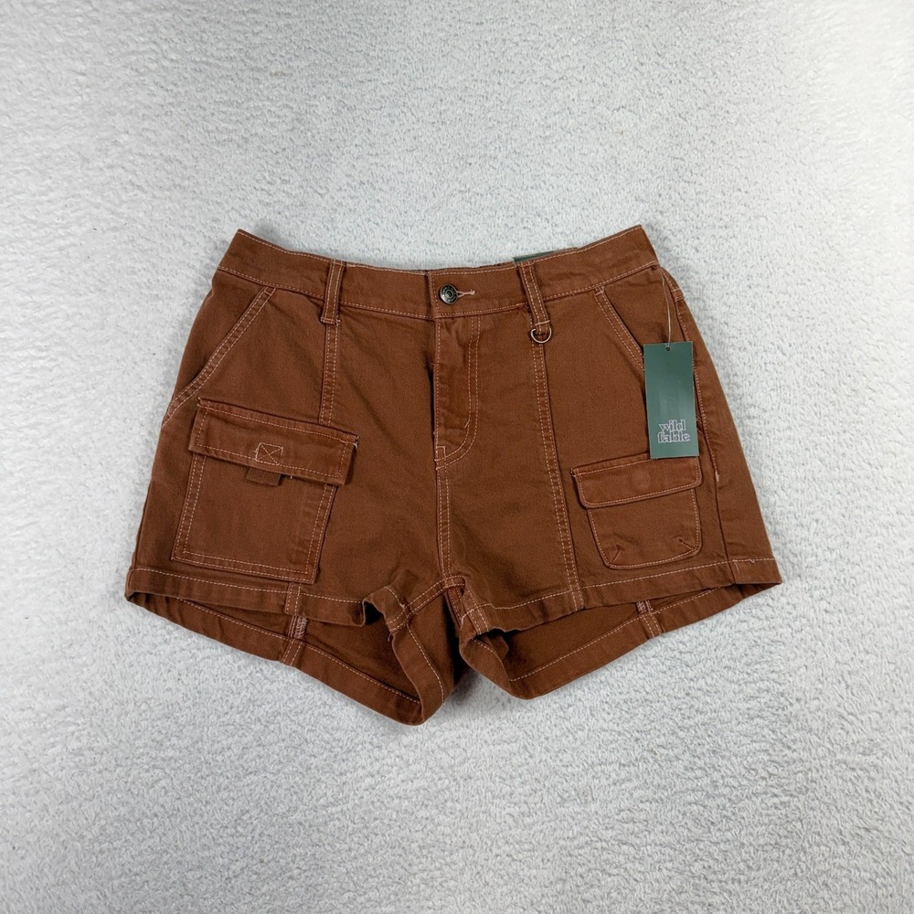 Wild Fable Brown Shorts Mid Rise Utility 4-pocket Elastic Waist NWT Small (W28")